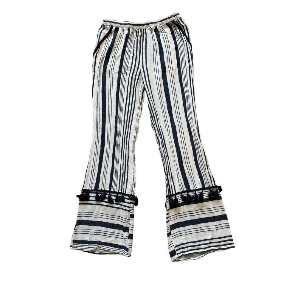 BLUE ISLAND Cover Up Pants, size women's Medium; Lightweight; Flared Fringe